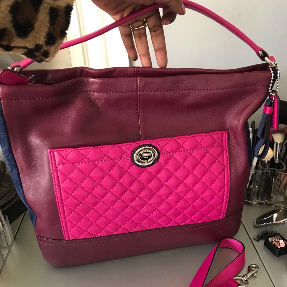 Coach Park Quilted Color block Hobo